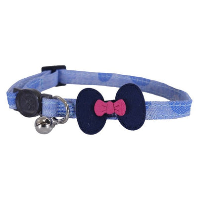 Rosewood Designer Denim Navy Bow Cat Collar