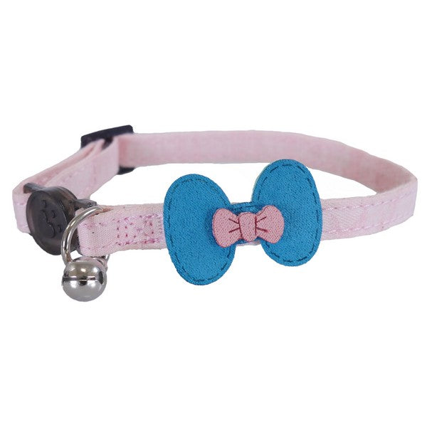 Rosewood Designer Pink & Teal Bow Cat Collar