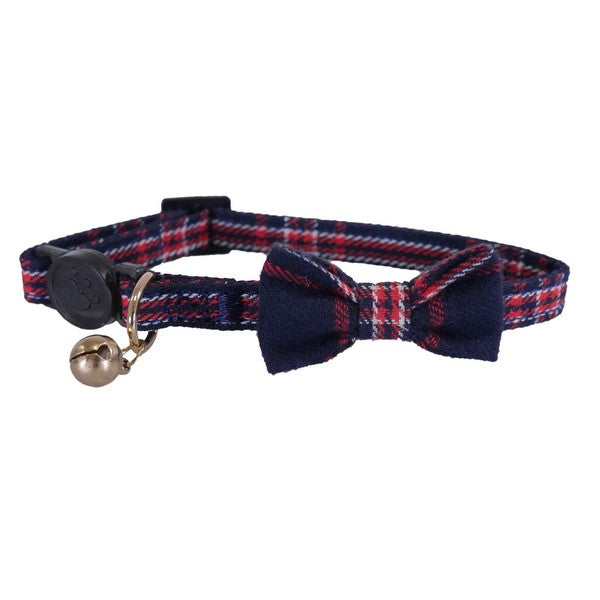 Rosewood Designer Navy & Red Tartan Cat Collar