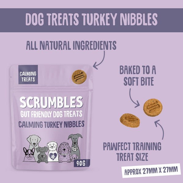 Scrumbles Dog Treats Nibbles Turkey Calming Treats 100g