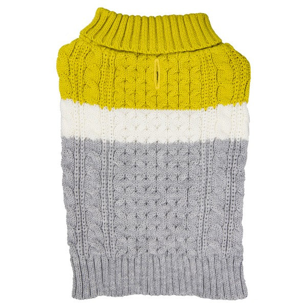 Sotnos Colour Block Grey & Yellow Sweater Small