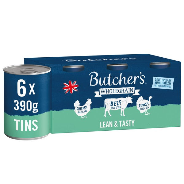 Butchers Lean and Tasty Low Fat Dog Food Tins 6x390g