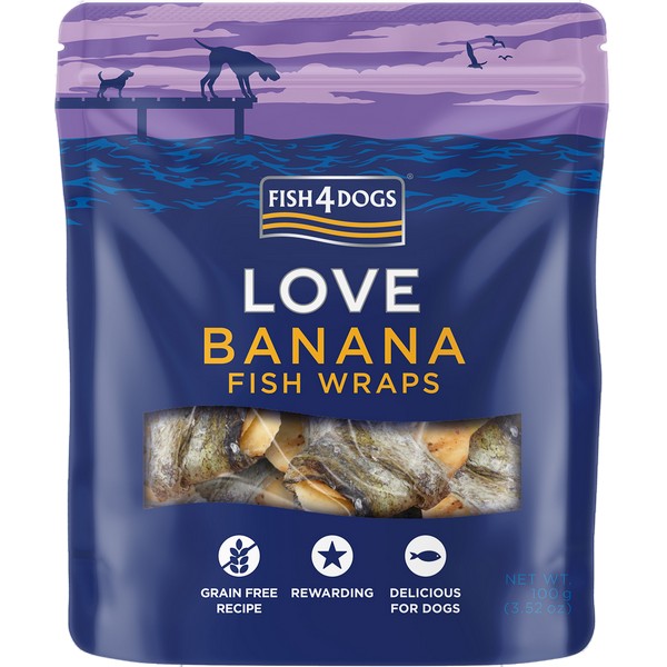 Fish4Dogs Love Banana Fish Wraps 100g