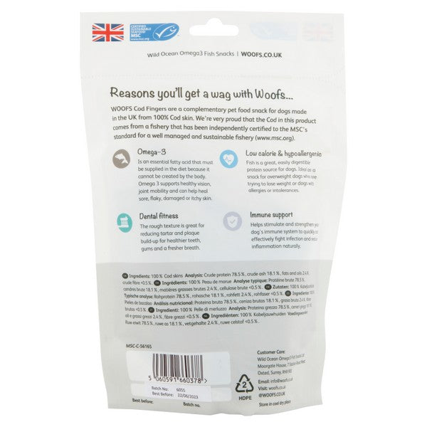 Woofs MSC Cod Fingers 90g