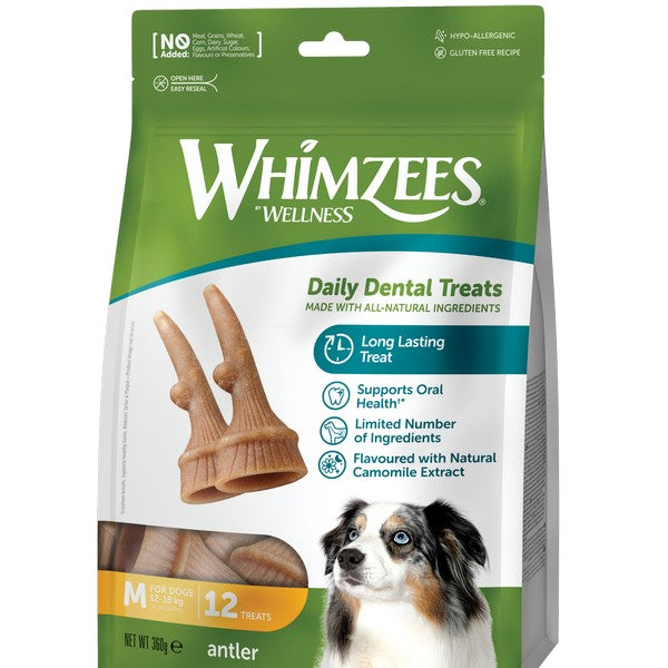 Whimzees Antler Medium Treat Pack 12 pack