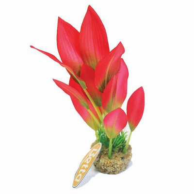 Betta 8 Inch Red Flame Silk Plant With Sand Base