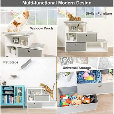 PetFusion Modern Pet Step Window Perch and Bookshelf