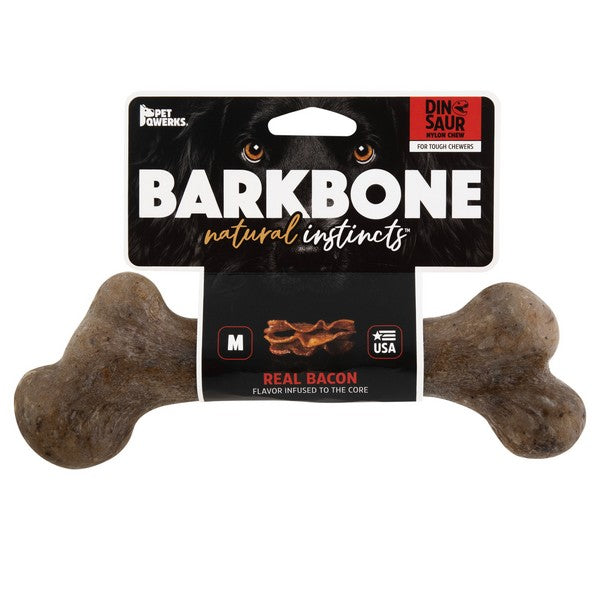 Pet Qwerks Dino Barkbone Bacon Medium