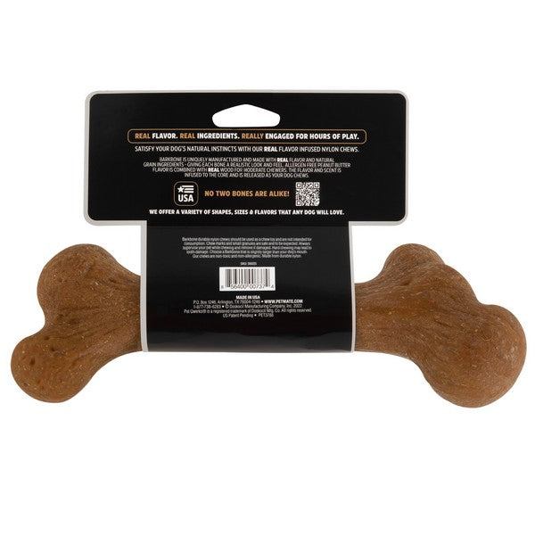 Pet Qwerks Dinosaur BarkBone Peanut Butter Wood Chew Toy Large