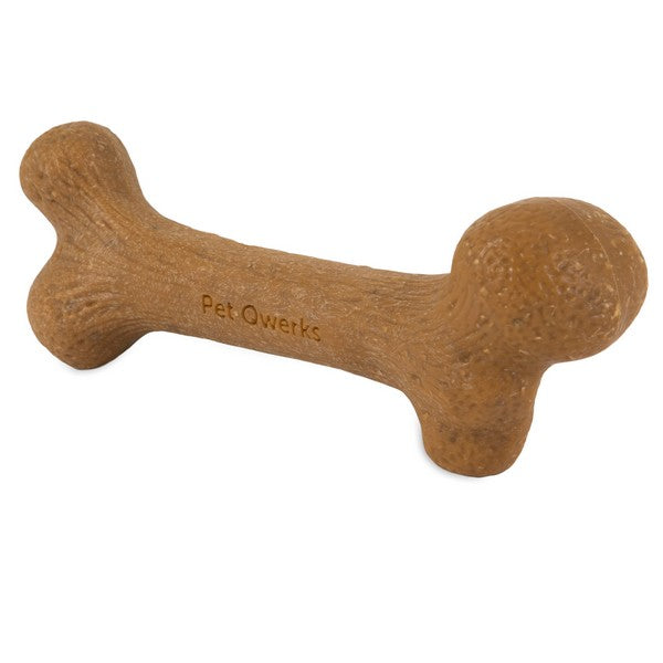 Pet Qwerks Dinosaur BarkBone Peanut Butter Wood Chew Toy Large