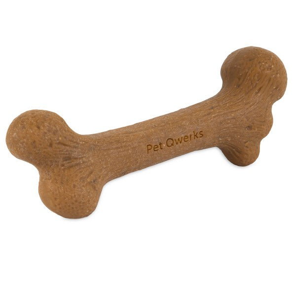 Pet Qwerks Dinosaur BarkBone Peanut Butter Wood Chew Toy Large