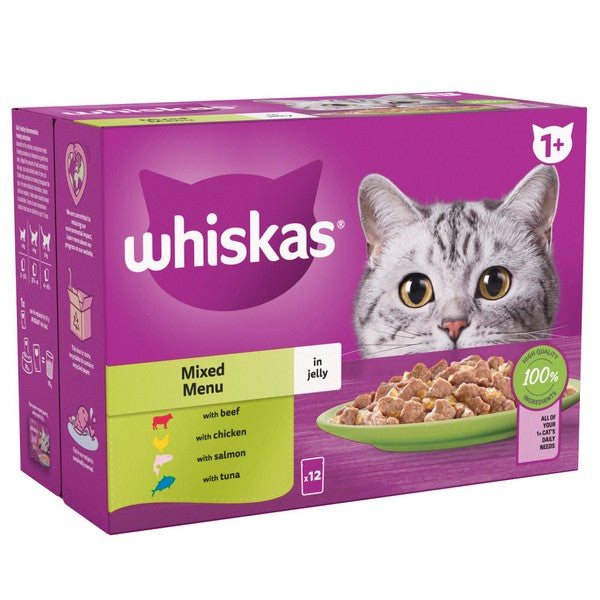 WHISKAS 1+ Cat Pouches in Jelly - Multiple Flavours