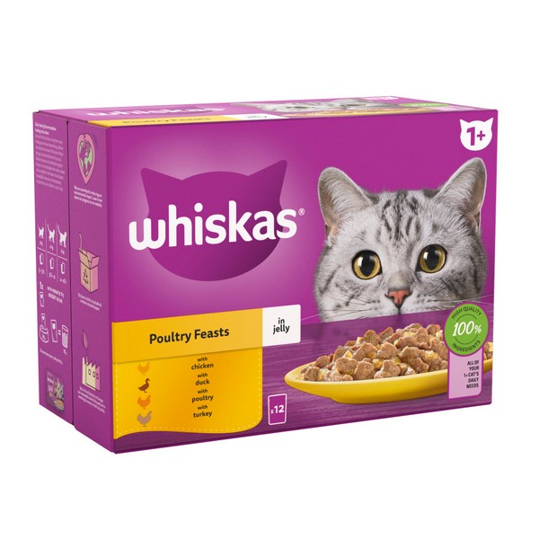 WHISKAS 1+ Cat Pouches in Jelly - Multiple Flavours