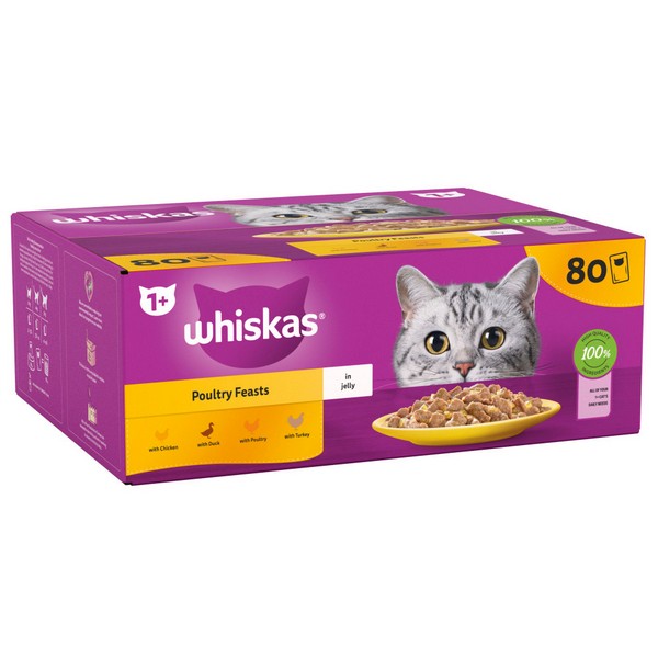 WHISKAS 1+ Cat Pouches in Jelly - Multiple Flavours