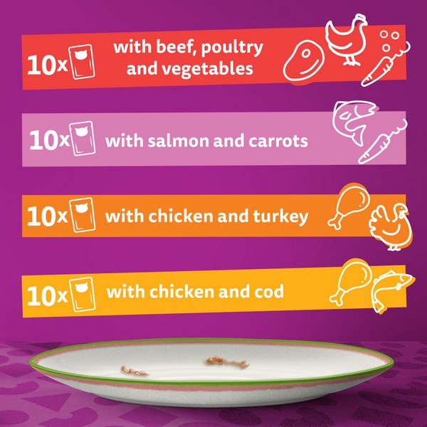 WHISKAS 1+ Cat Pouches Tasty Mix Chef Choice in Gravy 40x85g