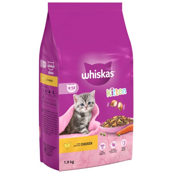 WHISKAS 2-12mths Cat Complete Dry with Chicken