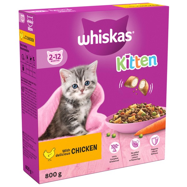 WHISKAS 2-12mths Cat Complete Dry with Chicken