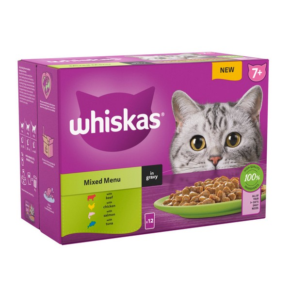 WHISKAS 7+ Cat Pouches in Gravy 12x85g