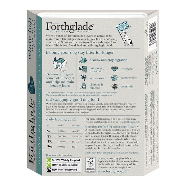 Forthglade Wholegrain White Fish with Brown Rice & Vegetables Complete Senior Wet Dog Food 395g