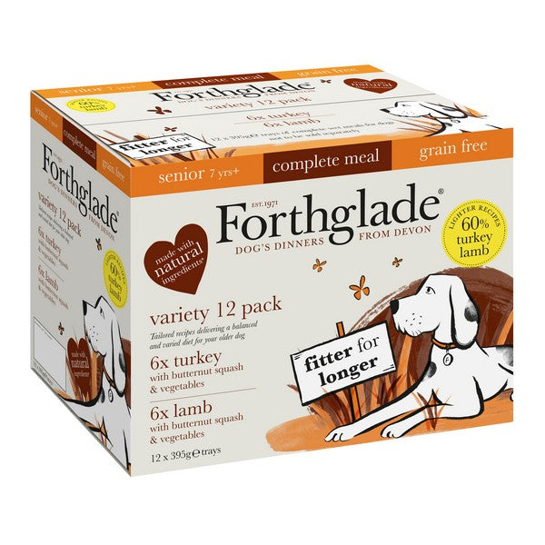 Forthglade Grain Free Turkey & Lamb with Vegetables Complete Senior Wet Dog Food Variety Pack 12x395