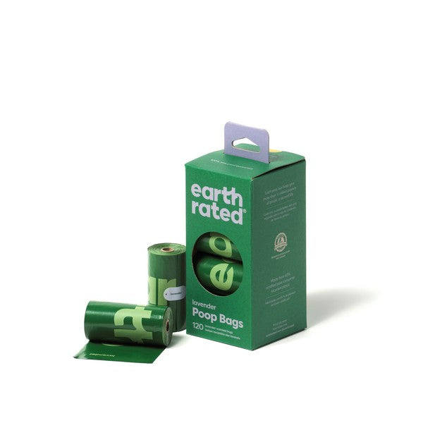 Earth Rated Poop Bags 120 Bags on 8 Refill Rolls Lavender Scented