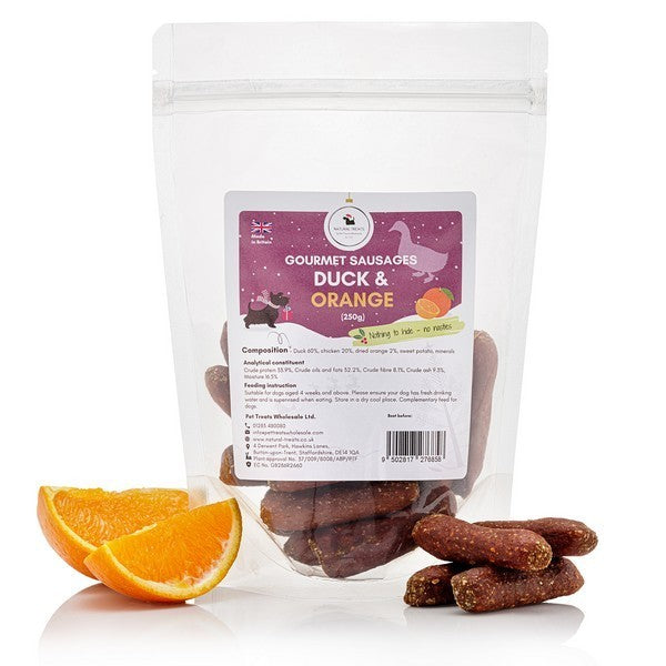 Pet Treats Wholesale Gourmet Duck & Orange Sausage 250g