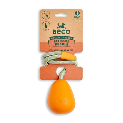 Beco Natural Rubber Pebble Slinger Toy for Fetch Orange