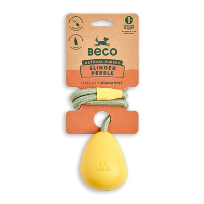 Beco Natural Rubber Pebble Slinger Toy for Fetch Yellow