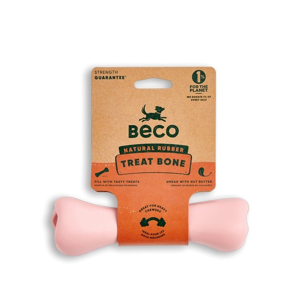 Beco Natural Rubber Chew Bone Pink