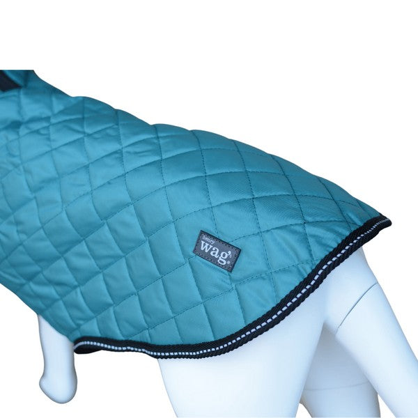 Henry Wag Teal Quilted Dog Jacket Extra Small 35cm