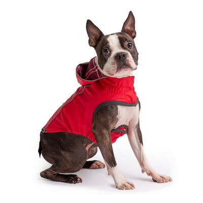 GF Pet Elasto-Fit Reversible Raincoat Red Plaid XS