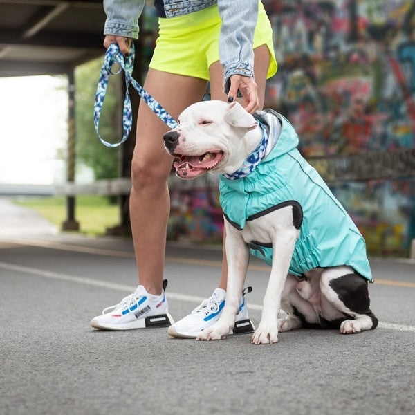 GF Pet Elasto-Fit Reversible Raincoat Neon Aqua Iridescent XXL