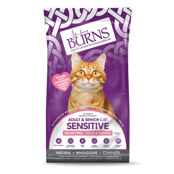 Burns Cat Sensitive Duck & Potato (Grain Free) 1.5kg