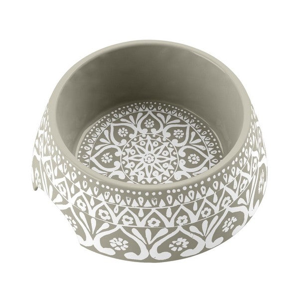 Tarhong Boho Medallion Pet Bowl Medium Taupe 7.1 x 2.8Inch 2.5 Cups