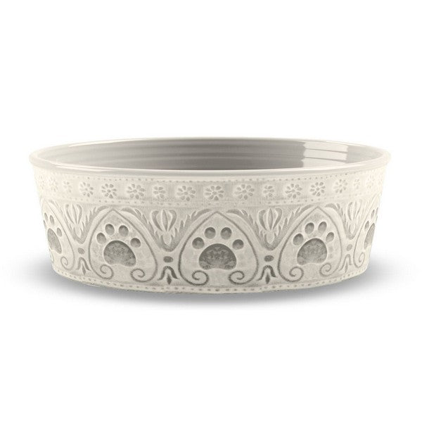 Tarhong Medallion Paw Print Pet Bowl Small Natural