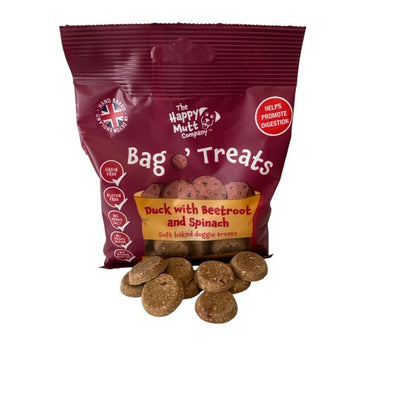 Happy Mutt Bag o Treats Duck with Beetroot and Spinach Soft bakes doggie treats 85g