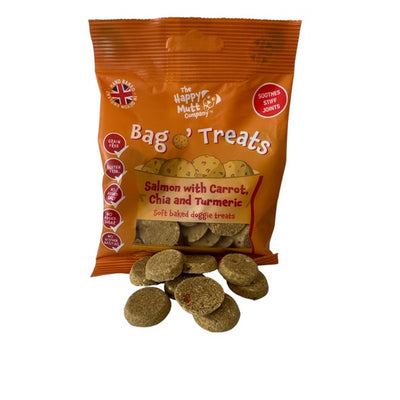 Happy Mutt Bag o Treats Salmon with Carrot Chia and Turmeric Soft bakes doggie treats 85g