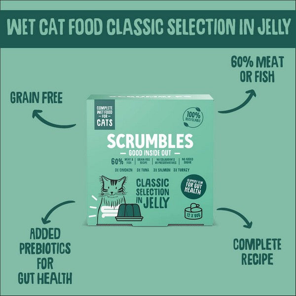 Scrumbles Wet Cat Jelly - 12 x 80g