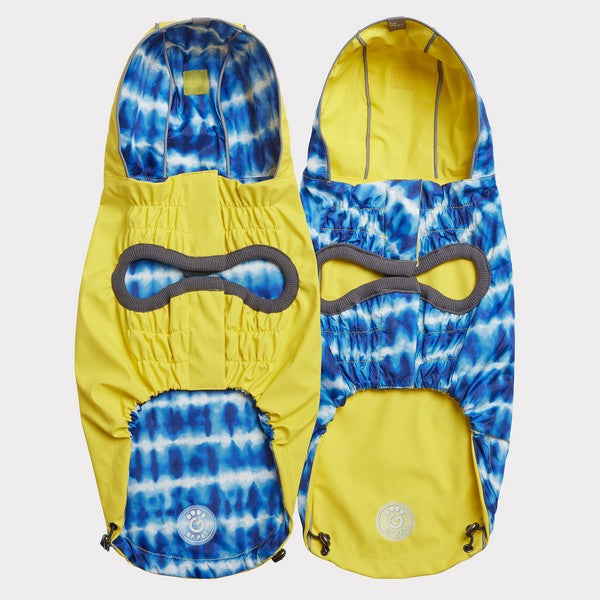 GF Pet Elasto-Fit Reversible Raincoat Yellow Tie Dye Large