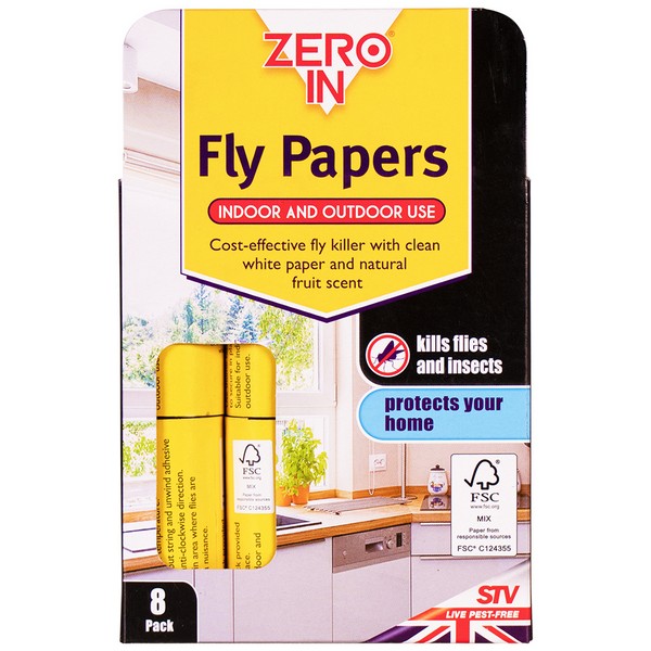 STV Zero In Fly Papers FSC- 8 Pack