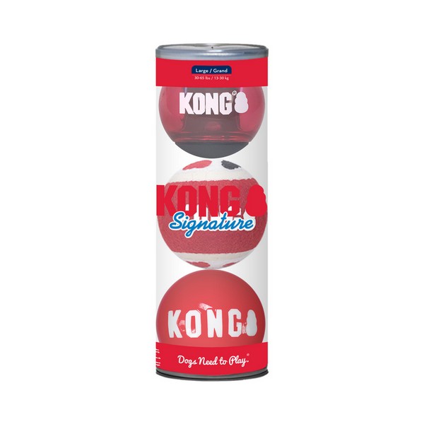 KONG Signature Balls 3pk Assorted Large