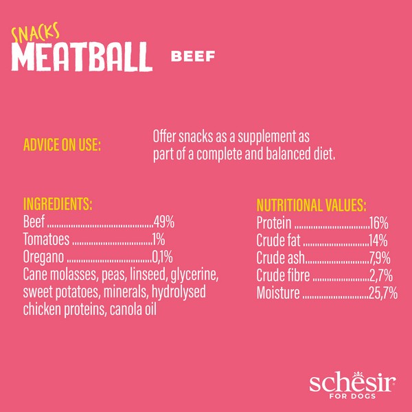 Schesir Dog Snack Beef Meatballs 225G