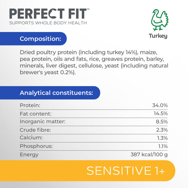 Perfect Fit Cat Complete Dry Sensitive 1+ Turkey 750g