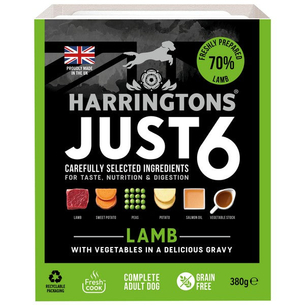 Harringtons Dog Just 6 Wet Lamb 380g