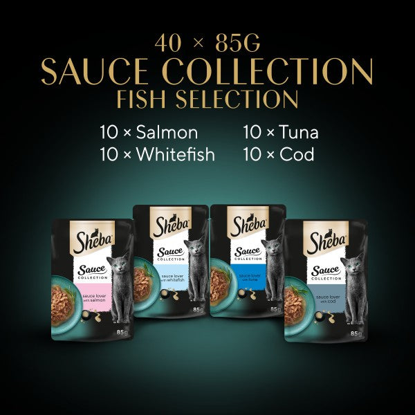 Sheba Sauce Collection Cat Pouches Fish Selection in Gravy 40x85g pack