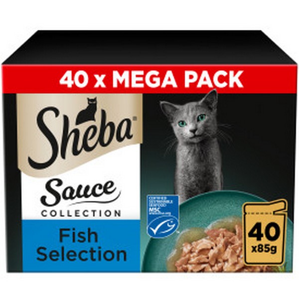 Sheba Sauce Collection Cat Pouches Fish Selection in Gravy 40x85g pack