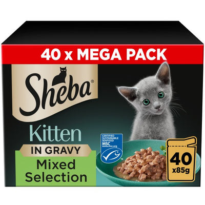 Sheba Sauce Collection Kitten Cat Pouches Mixed Selection in Gravy 40x85g pack