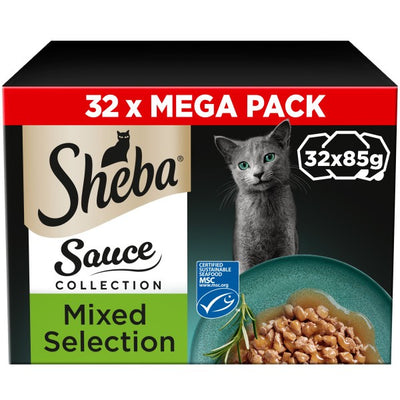 Sheba Sauce Collection Cat Food Trays Mixed Collection 32x85g Bulk