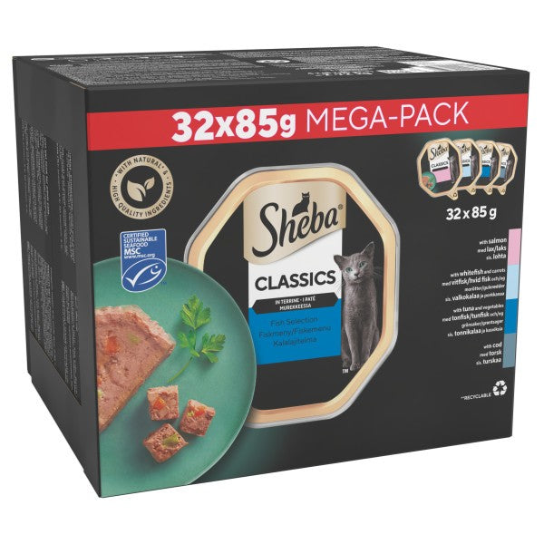 Sheba Classics Cat Trays Ocean Collection in Terrine 32x85g Bulk