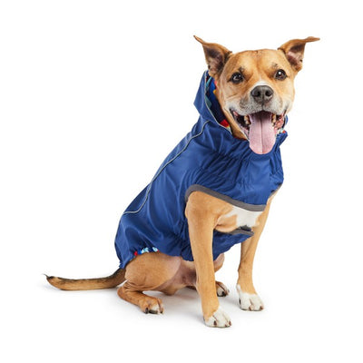 GF Pet Elasto-Fit Reversible Raincoat Navy Retro Small